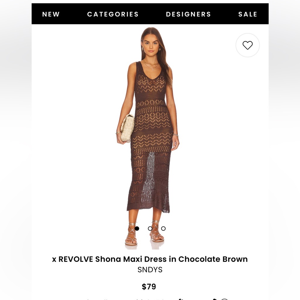 SNDYS x REVOLVE Shona Maxi Dress in Chocolate Brown - Size L